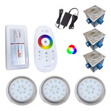 Iluminação P/ Piscina 3 Led Rgb 18w Inox+ Acessorios