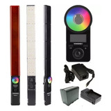 Iluminador Led Bastão Yn360 Iii +1 Bat F970 + Carreg + Fonte Estrutura Preto Luz Branco-quente/ Rgb 110v/220v