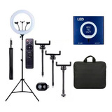 Iluminador Ring Light 18 Pol 48cm 448 Leds 50w Forte+tripe Cor Da Estrutura Preto Cor Da Luz 3tons 110v/220v
