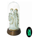 Imagem Fosforescente Sagrada Família Menino Jesus Com Redoma Cor Verde