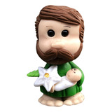 Imagem Infantil Em Biscuit De São José Com Menino Jesus 5cm