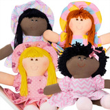 Inclusão Social Kit 4 Meninas De Pano 30cm Luxo Black Friday