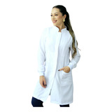 Jaleco Botão Embutido Oxford Com Punho Branco Feminino