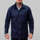 Jaleco Camisa Brim Uniforme Manga Longa 3 Bolsos Botão