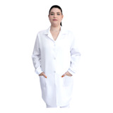 Jaleco De Oxford Branco Feminino Manga Longa Punho