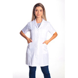 Jaleco Feminino Acinturado Manga Curta Gabardine
