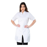 Jaleco Feminino Acinturado Oxford Manga Curta Gola Padre
