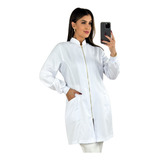 Jaleco Feminino Manga Longa Gabardine C/ziper E Punho