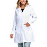 Jaleco Feminino Oxford Bordado Gola Padre Gabardine Bolso