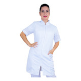 Jaleco Feminino Oxford Zíper Manga Curta