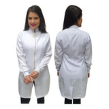 Jaleco Feminino Premium Slim Zíper Gold Gola Padre Gabardine