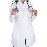 Jaleco Manga Longa Zíper Médica Dentista Gabardine Premium 