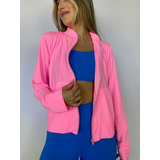 Jaqueta Casaco Mr Fit Corta Vento Com Bolso E Ziper Pink