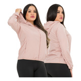 Jaqueta Corta Vento Plus Size Feminino Impermeável Com Capuz
