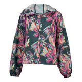 Jaqueta Corta-vento Feminina Oxer Com Capuz Ever Maxi Floral