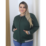 Jaqueta De Frio Plus Size Listra Feminina Casaco Com Bolso