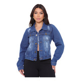 Jaqueta Jeans Feminina O Rei Do Brás 100% Algodão Botões.