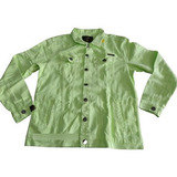 Jaqueta Slim Destroyed Masculina Sarja Verde Limão Blusa Aut