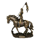 Joana D´arc No Cavalo Com Estandarte Estatueta Veronese Cor Bronze