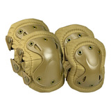 Joelheira E Cotoveleira Tática Esportiva Airsoft Paintball Cor Tan