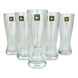Jogo 06 Copos Taças De Cerveja Tulipa Cristal Bohemia 200ml