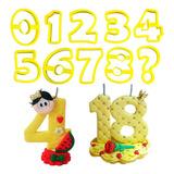 Jogo 10 Furadores Em Moldes Números Biscuit Pastas Blue Star Cor Amarelo