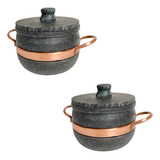 Jogo 2 Panelas Wok 800 Ml Pedra Sabão Presente Dia Das Mães