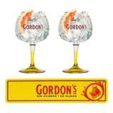 Jogo 2 Taças De Vidro Gin Gordon + Tapete Barmet Decorativo 