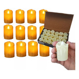 Jogo 24 Velas Led Eletrônica 5cm Luz Amarela + Baterias