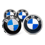 Jogo 4 Calota Centro Roda Original Bmw Emblema 58mm Azul