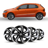 Jogo 4 Calota Spider Aro 14 Prata Preta Vw Gol G2 G3 G4 G5