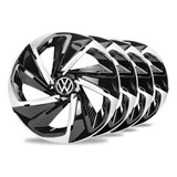 Jogo 4 Calotas Nitro Aro 14 Preta / Prata Vw Gol Saveiro Up