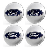 Jogo 4 Emblema Logo Adesivo Roda Ford 55mm
