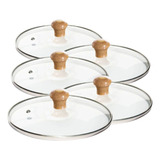 Jogo 5 Tampa Vidro 16, 18, 20, 22, 24cm P/ Panela Frigideira