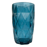 Jogo 6 Copos De Vidro Luxo Diamond 370ml Sofisticação Cor Azul