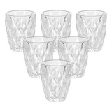 Jogo 6 Copos Vidro Diamante Grosso Resistente Agua 275ml