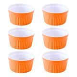 Jogo 6 Ramekin Porcelana 140ml Colorido Buffet Restaurante Cor Laranja