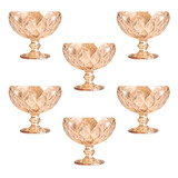 Jogo 6 Taças Diamond Bico De Jaca Dourado Sobremesa 310ml