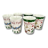 Jogo 6 Xícaras Natal Caneca Natalina Porcelana Tulipa 350ml