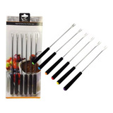 Jogo C/ 24 Garfo Espeto Para Fondue Fruta Chocolate Colorido