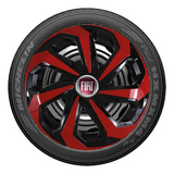 Jogo Calota Aro 14 Spider Preto Prata Fiat Strada Stilo Uno