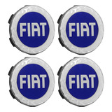 Jogo Calota Tampa Roda Esportiva Scorro Logo Fiat Azul 55mm