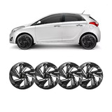 Jogo Calotas Aro 14 Hb20 Hatch Hb20s Preto Brilho 2013 2014 