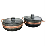 Jogo Com 2 Panelas De Pedra. 2 Litros E 3 Litros