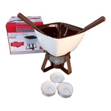 Jogo Conjunto Fondue Cerâmica Chocolate Queijo 5pçs + Brinde