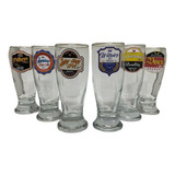 Jogo Copos Cerveja Tulipa Decorado 220ml 6 Peças Cervejeiro