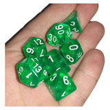 Jogo Dados 7 Peças Kit Dungeons And Dragons Rpg Verde