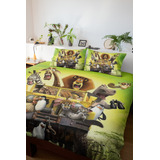 Jogo De Cama Queen Madagascar Zoológico Alex 4 Peças