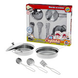 Jogo De Cozinha De Brinquedo Em Inox Panela - Braskit Cor Prata