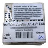 Jogo De Dados 10mm (1cm) Euclides Jordão - 50 Unid. C/ Cor Branco